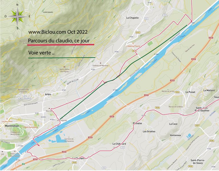 La carte de situation des travaux voie verte Cruet - MontM&eacute;lian oct 2022