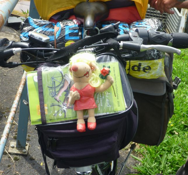 Doudou sur le v&eacute;lo d'un ami cyclotouruste allemand en 2010