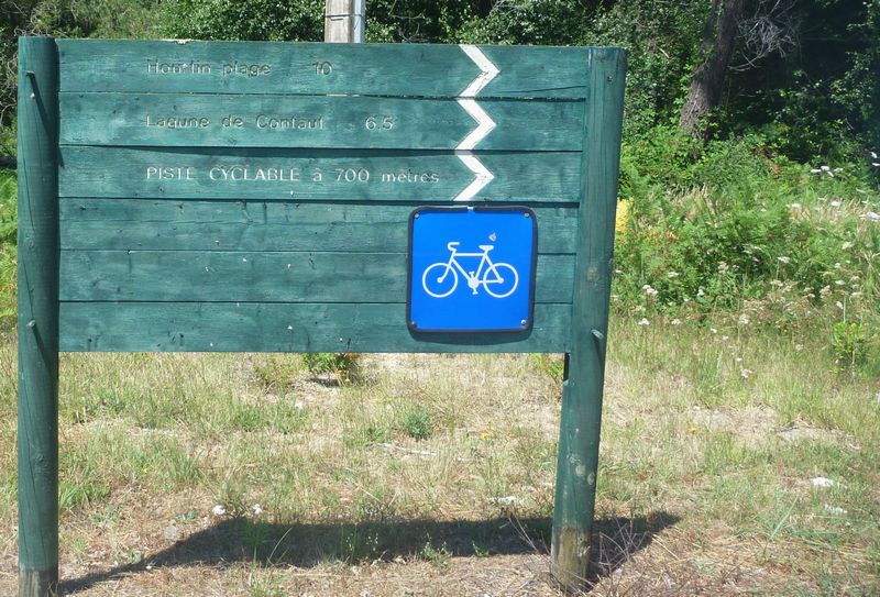 Les pistes cyclables de la foret des landes sont parfois balis&eacute;es un peu obscurement