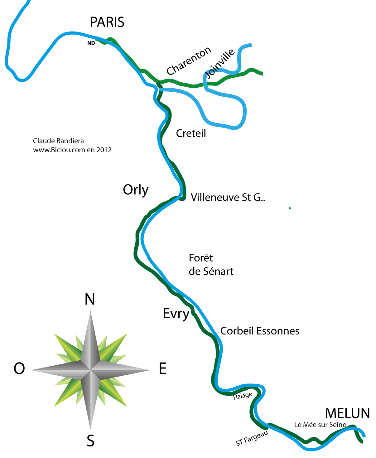 carte Melun paris by bike en 2012