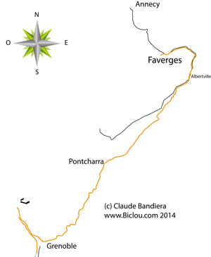 carte Annecy Faverges Albertville Grenoble &agrave; Bicyclette en 2015 : v&eacute;lo-route sillon alpin