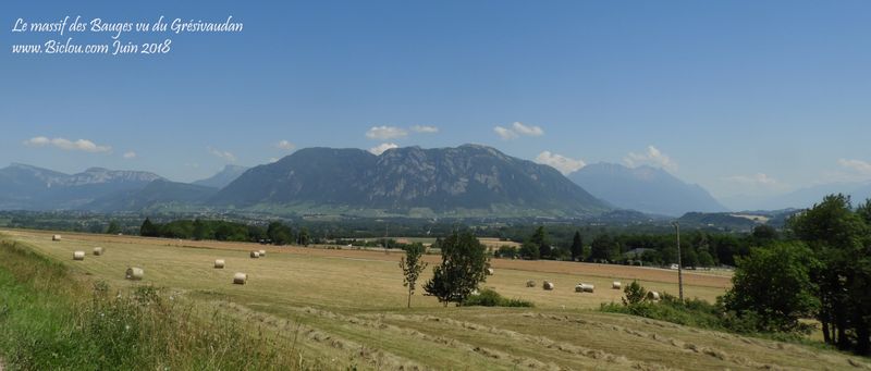 Le massif des Bauges, vu du Grésivaudan et Véloroute V 63