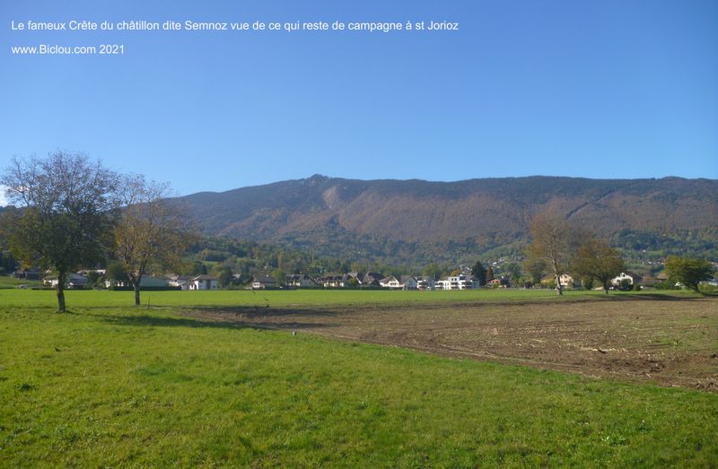 Le fameux Semnoz et le Cr&ecirc;t de Ch&acirc;tillon, bien visible de la voie verte et : de ce qui reste de verdure, &agrave; Saint Jorioz en 2021
