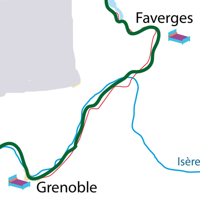 carte de Grenoble &agrave; Faverges by Bike