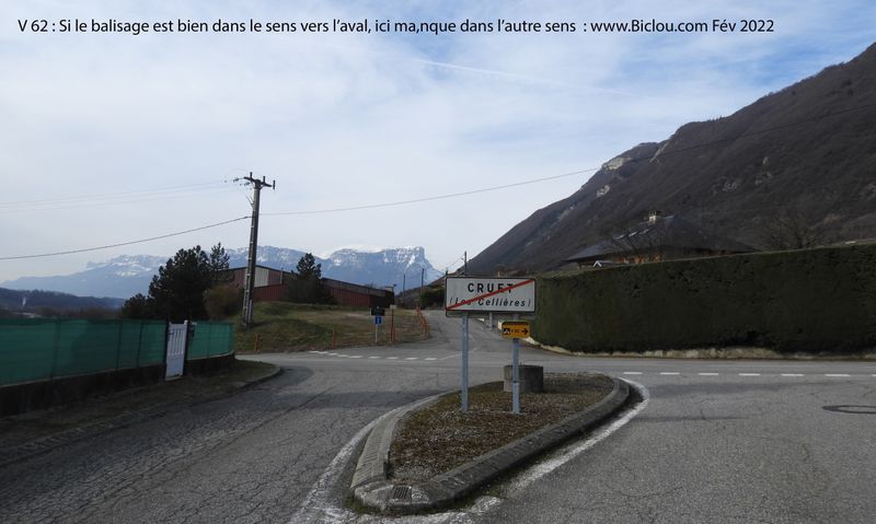 Fin provisoire V 62 &agrave; Cruet en 2022, on suit alors la D 201 juska Montm&eacute;lian 