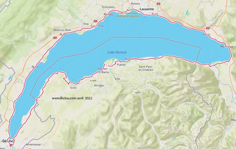 Carte Tour L&eacute;man 2022 du claudio de la Faverges