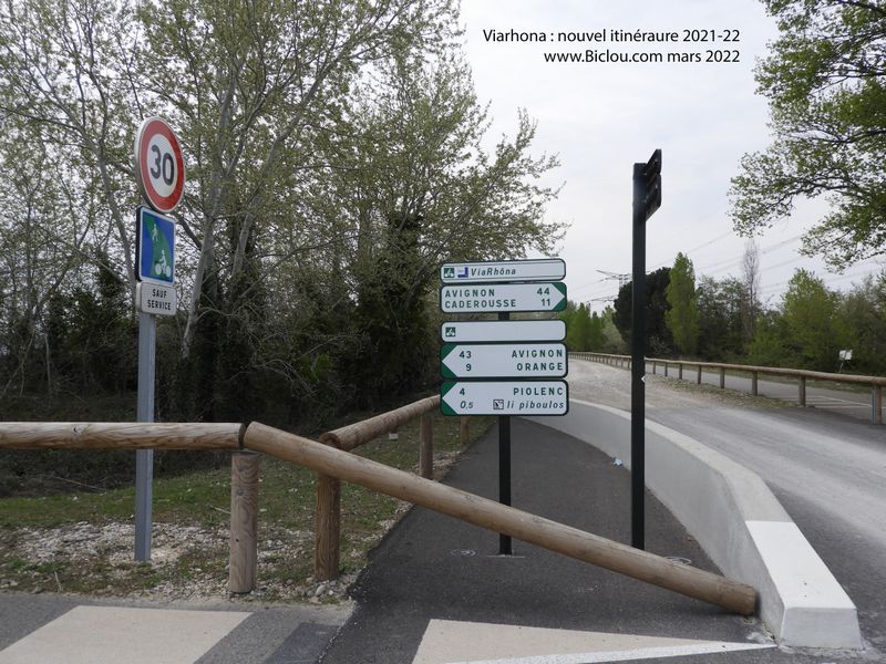 Nouvel itin&eacute;raire Viarh&ocirc;na du c&ocirc;t&eacute; de Caderousse, vers Avignon