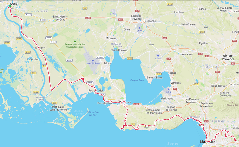 carte-arles-viarhona-fos-marseille-a-bicyclette-2022-par-claudio-de-la-faverges