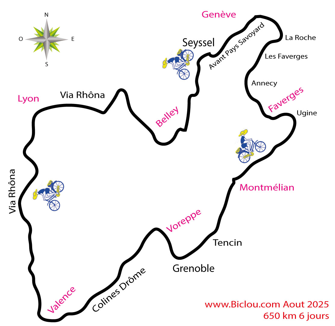carte parcours cycliste du claudio le long des eaux des alpes en 2025