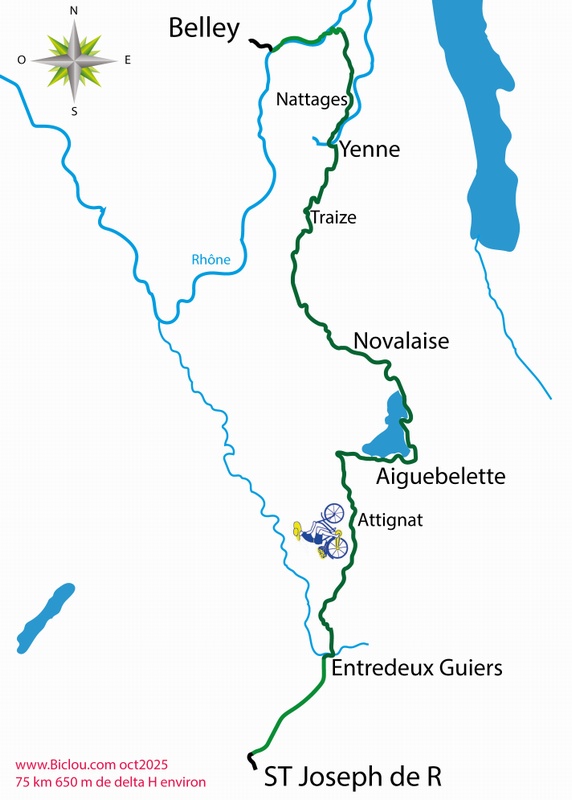 carte Bambée cycliste de St Joseph de rivière à Belley en octobre 2025