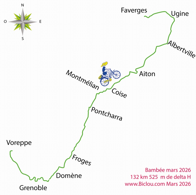 Carte cycliste ; Vpreppe Faverges (Mars 2026)