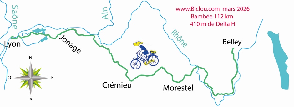Carte étape deux : de Belley à Lyon 112 km