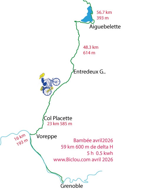 Carte étape cycliste : Grenoble Voreppe placette Aiguebelette