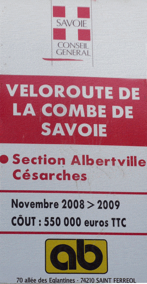 panneau piste cyclable venthon albertville