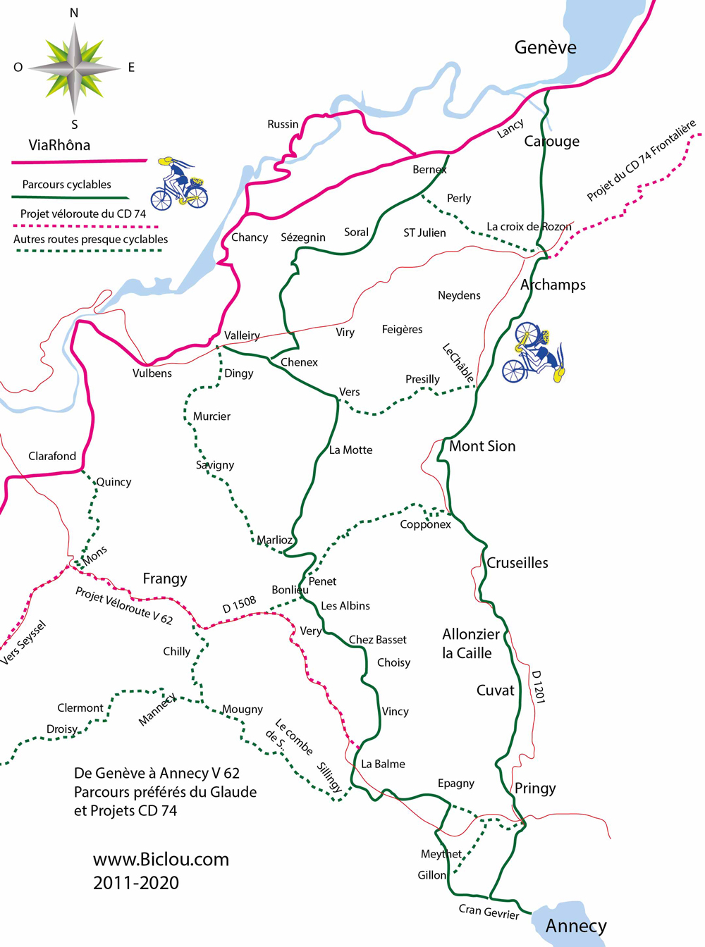 carte -gen&egrave;ve-annecy-d1201-&agrave;-bicyclette-&eacute;tude-2018