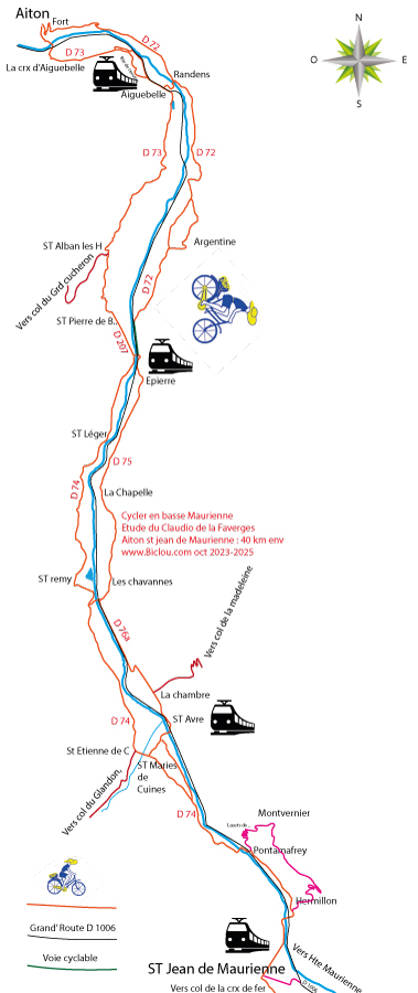 carte cycler an basse maurienne en 2023 future v�loroute V-67