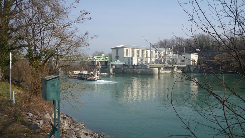 Travaux sur le Barrage de Seyssel vus en 2015