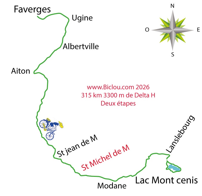 Carte générale de cette bambée 2026 en haute Maurienne