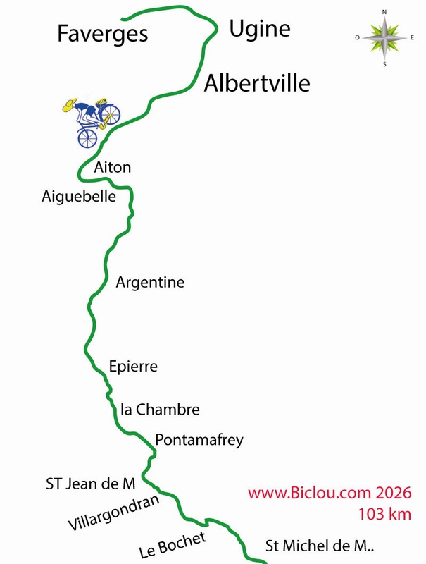 Carte de cette bambée 2026 : Etape Une : Faverges st Michel de Maurienne