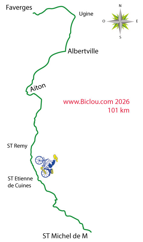 Carte cycliste retour en Favergie